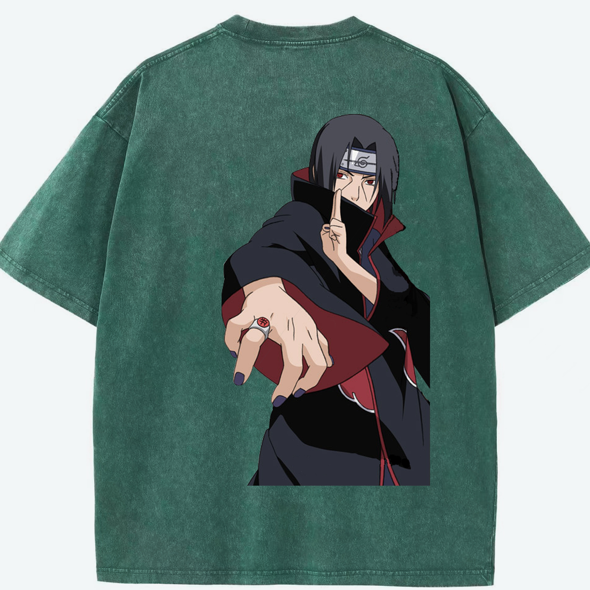 （画像用） NARUTO -ナルト- うちは イタチ Uchiha Itachi 綿100% ヴィンテージ風 半袖Tシャツ（背面プリント）